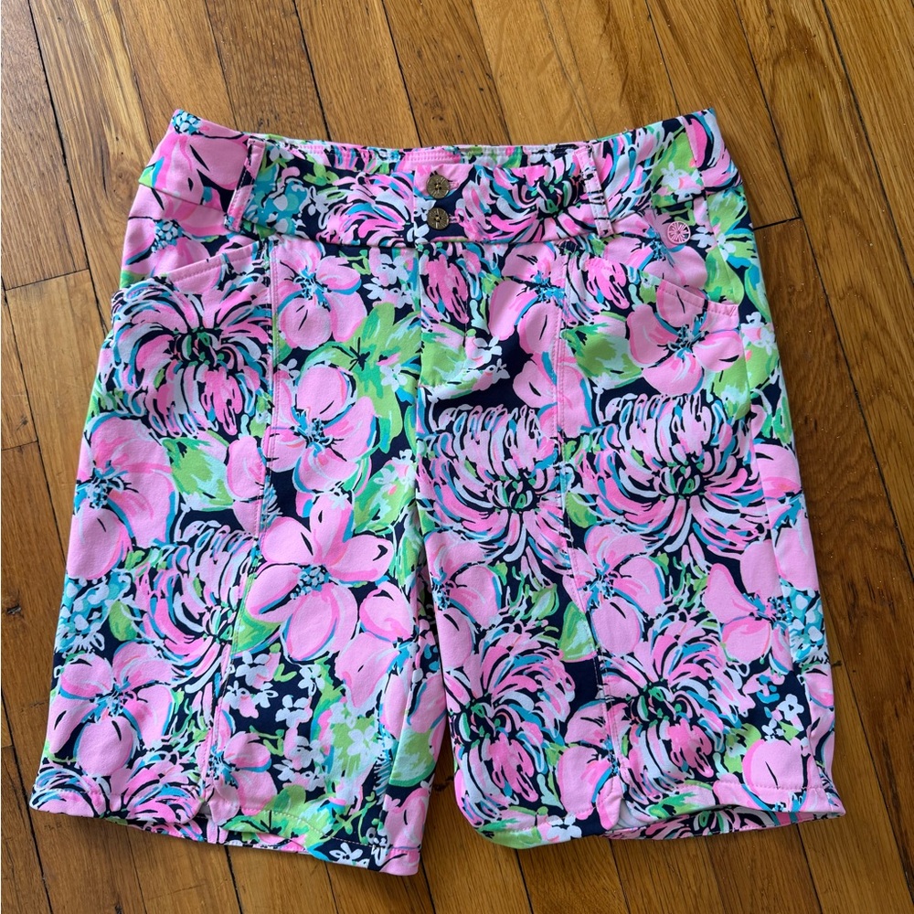 Lilly Pulitzer Navy Pink & Green Floral Bermuda Shorts